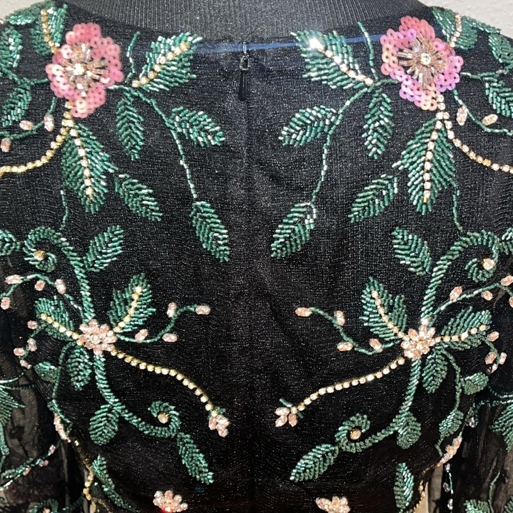 MAC DUGGAL Beaded Illusion High Neck Jersey Skirt Trumpet Gown NWT - Picture 12 of 17